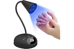 CGBE Mini Lampe UV Ongles: 18W LED Mini Lampe UV avec 4 Modes, Capteur Intelligent et Écran LCD, Portable Sèche-Ongles pour les Manucures DIY à Domicile ou en Salon (Black)