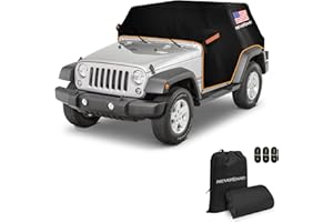 Copertura per cabina Wrangler Jeep Wrangler JKU JLU 4 porte 2007-2024, mezza copertura per auto NEVERLAND impermeabile Oxford con striscia riflettente, copertura per cabina parasole e neve, colore
