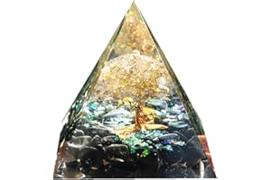 BESORGONE Kit de pirámide de orgonita Árbol de la vida, cuarzo blanco con piedra obsidiana, generador de energía de Reiki positivo, orgón curativo de cristal