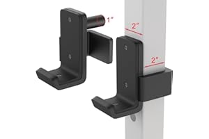 SELEWARE Solid Steel J Hooks for 2" x 2" Tube Power Cage with 1" or 5/8" Hole Squat Rack Attachment, J-Hook Barbell Holder for Power Rack, Set of 2 1500LBS (680 kg) Capacity