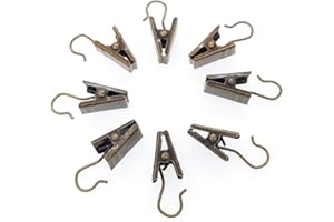 Coideal Confezione da 100 clip per tende in metallo color bronzo, con ganci, per feste, per foto, camera da letto, bagno, decorazione domestica, esposizione artistica