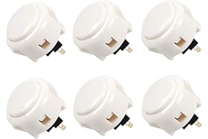 Digitalkey Set 6 SANWA OBSF-30 Buttons - Arcade Gamepad Buttons for Cabinets and Bartops (Blanc)