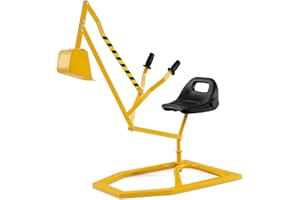 GOPLUS Pelleteuse Enfant en Métal, Jouet à Sable Excavateur Enfant avec Siège Rotatif et Pelle Flexible, Jouet à Excavatrice Manuelle pour Terre, Neige, Plage (Jaune)