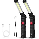 Lampada Da Lavoro LED Ricaricabile 2200mAh Con Base Magnetica E Gancio - Torcia Pieghevole Multiuso Per Campeggio, Auto, Emergenze (Rosso/Blu)