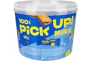 ‎PICK UP! PiCK UP! minis Original + Choco&Milk (1 x 1.06 kg), Mini-Riegel als Snack mit knackiger Milchschokoladentafel zwischen zwei Keksen, 100 Portionspackungen