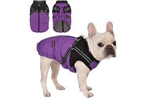 Wunive Dog Coat with Harness Waterproof Winter Dog Jacket Small Dog Coat Waterproof Coats with Harness Built in 2 in 1 for Small Medium Large Dogs