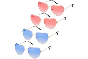 Royouzi Herz Brille, 4 Paar Hippie Herzförmige Brille, Party Brillen, Hippie Brille, Herz Sonnenbrille, Kostümbrille für Damen & Herren, Geburtstagsfeier, Fasching, Karneval, Retro Maskerade