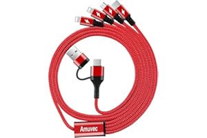 Amuvec, 3A, 1,2 m, 4 w 1, nylon, pleciony, uniwersalny kabel do ładowania, złącza typu C, 2iP, Micro USB, Samsung Galaxy S22, S20, S10, S9, A51, J7, Huawei P40, Sony, Nokia, Moto, Xiaomi, LG,