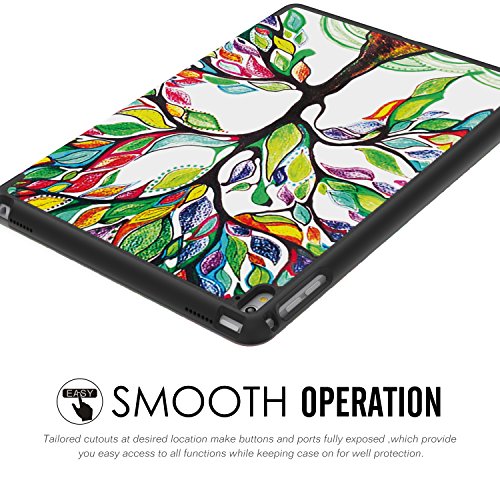 MoKo Hülle für iPad Pro 9.7 – Ultra Lightweight Slim PU Leder Tasche Schutzhülle Schale Smart Shell Case mit Auto Schlaf / Wach Funktion und Standfunktion für Apple iPad Pro 9.7 Zoll Tablet, Glück Baum - 3