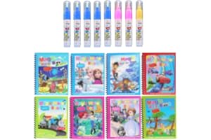 YINENGD 8 Stück Magisches Wassermalbuch, Water Magic Book, Magic Malbuch mit Wasserstift, Kinder Bildung Zeichnung Spielzeug Doodle Spielzeug