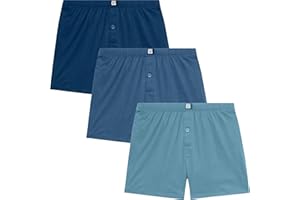 Giovici Mens Boxers Loose Fit - Super Soft Cotton Shorts With Button Fly - Underwear - Tag-free Loose Boxers Multipack (3/6 Pack)