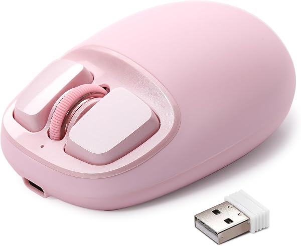 YUNZll C1 Silicone Wireless Mouse, Tri-Mode 2.4G/USB-C/Bluetooth Mouse, 4800 DPl Optical Tracking, 6 Adjustment Levels,Customize Mice for Laptop, Computer, iPad, MacBook (Pink) - 1
