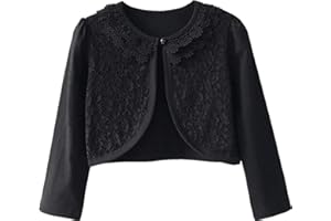 Yealoo Chaqueta Bolero Niña Encaje 3/4 Manga Larga Cuello Redondo para Fiesta Ceremonia 2-12 años