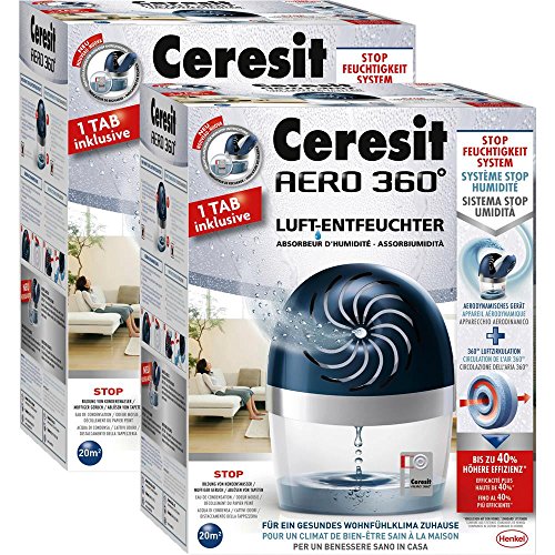 Henkel Ceresit Luftentfeuchter „AERO 360° blau“ inklusive 450g Granulat (2er Pack)