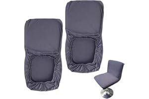 BSTKEY Pack de 2 fundas para taburetes de bar, color gris oscuro con funda de respaldo elástica, para silla de comedor giratoria corta, silla de bar, taburete