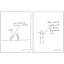Krieg Und Freitag Kunstdruck „Wach Werden“ – Inkl. Schwarzem Rahmen, 30 X 40 Cm, Leinenstrukturpapier, Humorvolles Wandbild