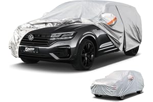 kayme Bâche Voiture Étanche Respirante, 6 Couches Housse de Protection Voiture Extérieur Compatible avec VW Touareg (2018-2024) Contre Pluie Soleil Poussière avec Zip et Doublure en Coton.