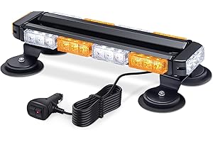 Fxlpower Rotativo Luz LED Estroboscópica, 12V-24V Amarillo & Blanco Luz de Emergencia con 20 Imanes Resistentes para Vehículos de Construcción Carretilla Elevadora Tractor Remolque Quitanieves
