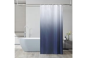 Furlinic Cortina Ducha Antimoho Azul Marino Degradado Poliester Tela Impermeable Lavable Pequeña Cortinas Baño Originales 120x200 cm 8 Anillas Cortina Ducha Plegable