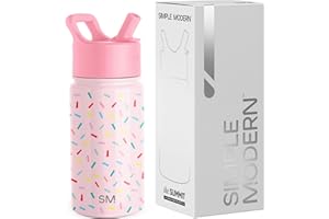 Simple Modern Borracia con Cannuccia per Bambini | Borraccia Acciaio Inossidabile Isolato Riutilizzabile per Bambina e Bambini | Summit | 415ml | Confetti