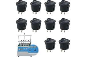 ZFRITP 10 Pièces Interrupteur 12 V, Bouton On Off, Mini Interrupteur 10 A/125 V 6 A/250 V, Interupteur À Bascule Ronds Verrouillables Noir Pour Voiture, Bateau, Appareils Ménagers