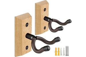 MUSO Lot de 2 supports muraux en bois de noyer noir pour guitare, support mural en forme de U pour guitare acoustique, électrique (bois de frêne)