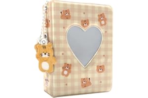 GUOJOZO Mini album fotografico da 7,6 cm, 40 tasche, porta carta fotografica Kpop, cuore d'amore, cavo