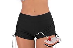 BAEIDO Period Pants for Women Swimming, High Waisted 4Ply Leakproof Bikini Menstrual Swimwear Bottoms for Girls Teens, Super Absorbent Quick Dry Swim Shorts for Beach Pool