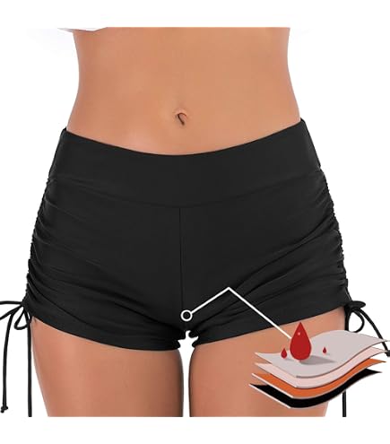 Costume Da Bagno Mestruale A Prova Di Perdite Per Donna: 4 Strati Assorbenti, Vita Media, Nero, Per Nuoto E Surf, Flussi Abbondanti (Taglia S) - 2