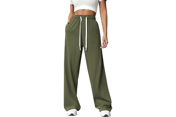 PINSPARK Joggingbyxor, dam, sportbyxor, långa, säckiga träningsbyxor, hög midja, fritidsbyxor, lösa sweatpants med elastisk midja, vida raka ben, yoga, gym, byxor, löparbyxor