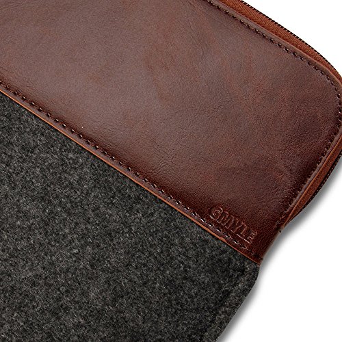 GMYLE fühlte sich Sleeve für Microsoft Surface Book 13.5 Zoll – dunkel grau & braun Bag Zip Wolle Filz Hülle Tasche Laptophülle - 5