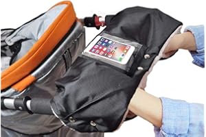 Amokee Kinderwagen Handwärmer, Wasserfest und Windabweisend Handwärmer Handschuhe Handmuff für Kinderwagen Buggy Kinderwagenmuff, Fleece Innenseite Handmuff mit Handytasche für Kinderwagen, Buggy
