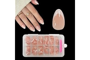 ZAHRVIA Almond French Press On Nails - 120Pcs French False Nails - Fake Nail White Tip False Nail Kit - Full Cover Stick on Nail Art Manicure Decorations