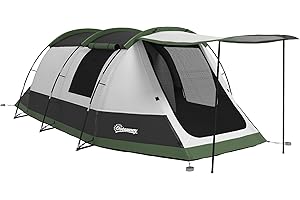 Outsunny Tente de Camping familiale 3-4 pers. - Tente Tunnel avec Porche étanche 3000 mm légère ventilée Facile à Monter - Sac de Transport Inclus - Gris
