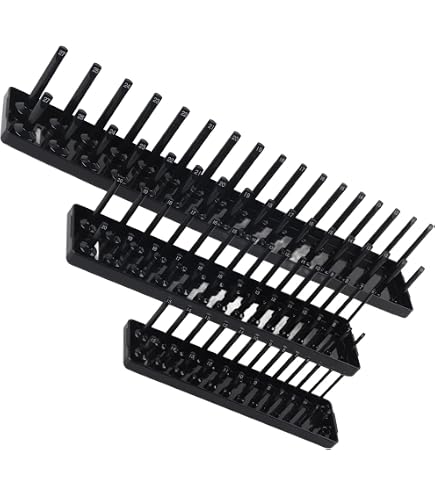 Fattoz 3-Piece Socket Organizer Tray Set – Black Metric, 1/4
