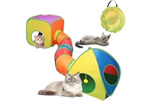ACNCN Cat Tunnel, Pop-Up Collapsible Cat Toy for Indoor/Outdoor Play, Interactive Maze for Cats, Kittens, Puppies, Rabbits, Guinea Pigs, and Small Pets(Rainbow(3 in 1 Combination))