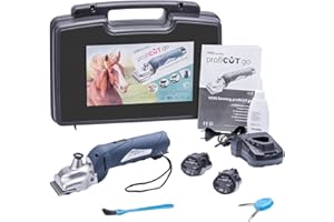 ‎VOSS.FARMING VOSS.farming profiCUT go Akku Schermaschine Blau, für Pferde inklusive zwei Blockbatterien, extra leise und laufruhig, mit Aesculap Messersatz, Pferdeschermaschine Haarschneidemaschine