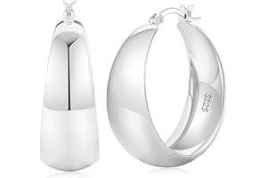 Senteria 12mm Wide Chunky Hoop Earrings 925 Sterling Silver Hoop Earrings for Women Hypoallergenic 14K Real Gold Plated Hoops Large Earring Lightweight Chunky Hoops Earring for Women 25/30/40/50MM