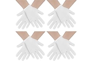 SYCLOPAK Guanti Bianchi BambinoGuanti Per Bambini,Guanti Bianchi Cotone,,Guanti Bianchi,Guanti Cotone,Guanti Ragazza,Guanti Bambina,Guanti Da Cerimonia Bianchi,Guanti Di Cotone Nylon Bianco Parata Costume