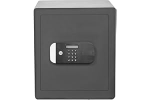 Yale Large Maximum Security Fingerprint Safe, Sold Secure Silver, Secured by Design approved, Digital Keypad, LED Light Indicators, Steel Locking Bolts, Emergency Override Key – YSFM/400/EG1