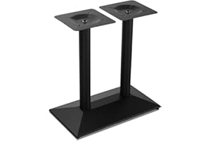 RAINWEEL 72cm Tischbeine mit Doppelt Säulen Stahl Untergestell Rechteckig Bodenplatte Bistrotisch Tischgestell Schwarz