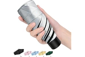 HEXSOLID Mini Parapluie Pliant Anti UV UPF>50+ Parapluie de Poche de Voyage Pliable et Coupe Petit Parapluie Compact pour Activités 6 Côtes Idéal pour Tenir Dans Votre Poche ou Votre Sac
