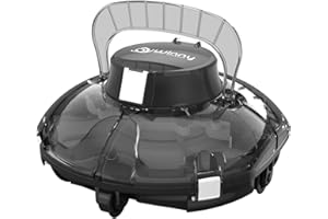 WINNY POOL CLEANER Winny 200 Limpiafondos Piscina, Inalámbrico Robot Limpiafondos Piscina, 75Min Autonomía, Piscinas Desmontables 60m², Doble Filtración,Estacionamiento Auto(Transparente Negro-Blanco)