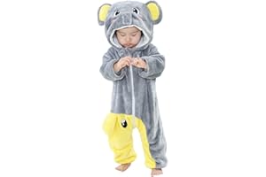 DEBAIJIA Bambino Flanella Pagliaccetto con Cappuccio 0-36M Inverno Tutina Animale Carino Jumpsuit Ragazzi Ragazze Pigiama