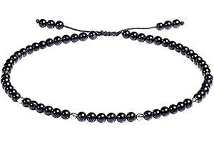 Jewboo Gemstone Foot Anklet Bracelet for Women Beaded Stone Healing Energy Crystal Beach Foot Jewelry Adjustable(8.5-10 Inches)