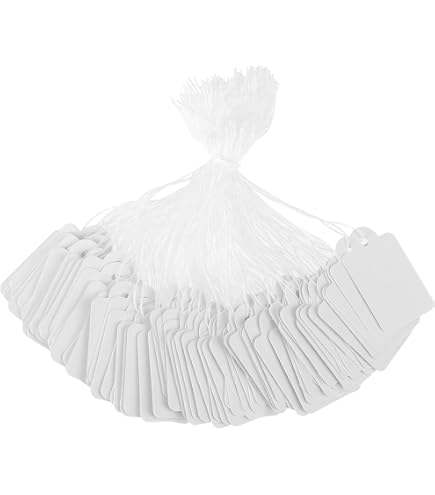 White Paper Jewelry Tags With String - 5/8 X 15/16 Inch Price Tags (100 Pack) - View #12