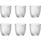 BORMIOLI ROCCO LINE &ndash; Set of 6 Glass Low Glasses 29 Cl | Clear, Glass, Low Format, Embossed Finish, 6 Pieces
