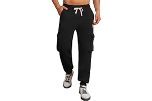 Tolaler Pantalones Hombre Cargo Forro Polar Chándal Deportivos Elásticos con Bolsillos Algodón para Jogging Fitness Diarios M-XXXL