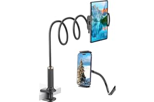 Niumowa Soporte Tablet de Cuello de Cisne para Cama - Soporte con Brazo de Cuello de Cisne para Serie iPad/Nintendo Switch/Galaxy Tabs/Mediapad/Kindle Fire y Más, 98cm de Longitud en Total(Negro)