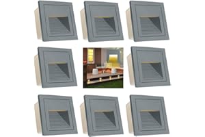 Arotelicht 8pcs/3W Wall Recessed Stair Lights,IP65 Waterproof,Warm White,LED Step Night Light Indoor/Outdoor,Aluminum,Garden Lighting Deck Balcony,Grey Cover,for Stairs,corridors,Steps